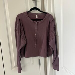 Free People purple cropped long sleeve sweatshirt